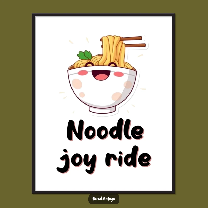 Funny Ramen Noodle Slide Digital Art: Grinning Character for Instant Fun