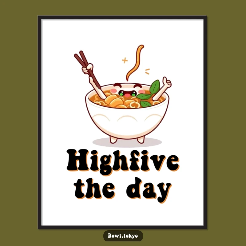 Funny Ramen Digital Art - Chopstick High Five Instant Download