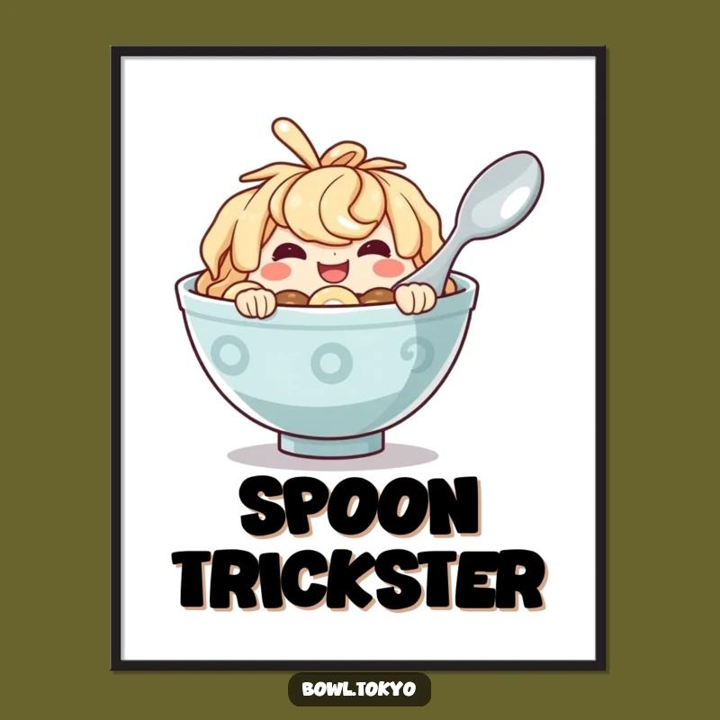 Funny Ramen Bowl Digital Art Print - Instant Mischief With This Cheeky Noodle Art