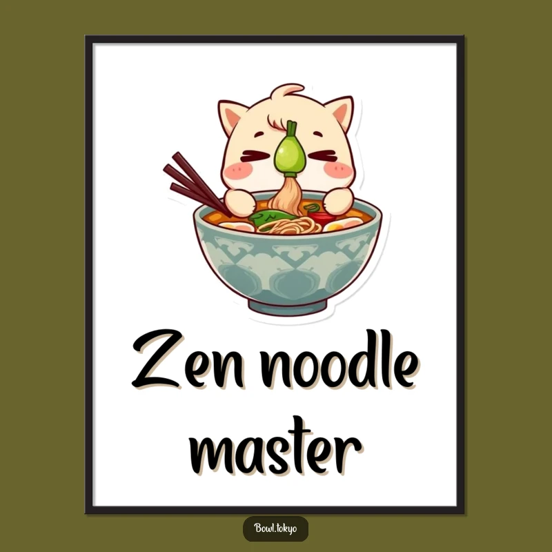 Funny Ramen Bowl Digital Art Print - Instant Humor With This Focused Noodle Art Gift