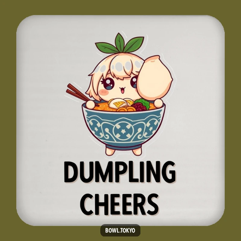 Funny Ramen Dumpling Delight Coaster: Sparkling Character Protector