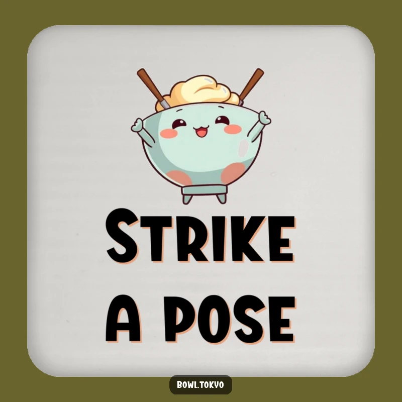 Funny Bowl & Chopsticks Drink Coaster: Posing Duo Protector, Smart Funny Gift for Tables