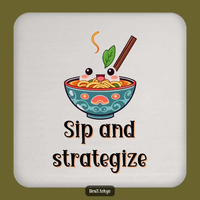 Funny Kawaii Ramen Bowl Coaster: Protect Surfaces with Determination, a Bold Noodle Design