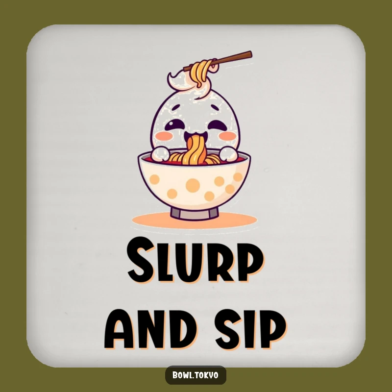 Funny Kawaii Ramen Slurp Coaster: Noodle Character, Protect Surfaces Gift