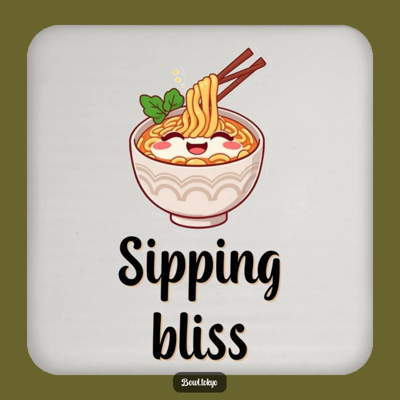 Funny Ramen Contented Sigh Drink Coaster: Protect Surfaces with Happiness