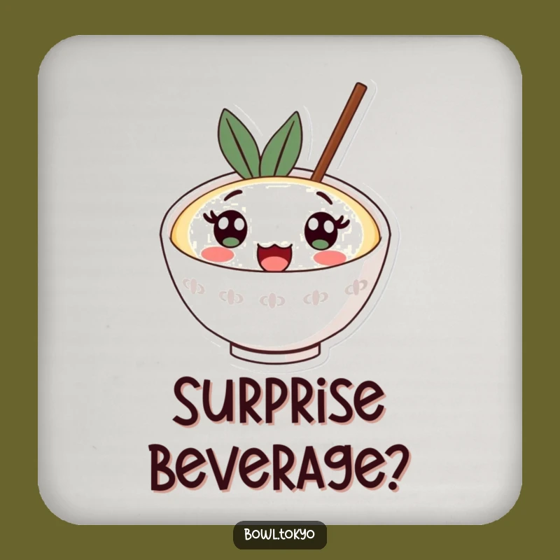 Funny Surprised Ramen Coaster: Kawaii Eyes, Protect Surfaces Gift