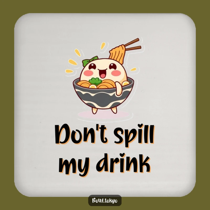 Funny Wobbling Ramen Drink Coaster: Protect Surfaces with Humor