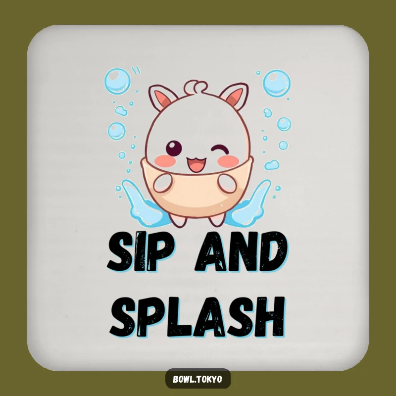 Funny Kawaii Broth Drink Coaster: Cute Splashing Character Protector, Smart Funny Gift for Tables