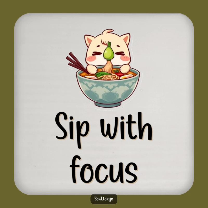 Funny Ramen Bowl Coaster - Protect Surfaces With This Focused Noodle Art Gift