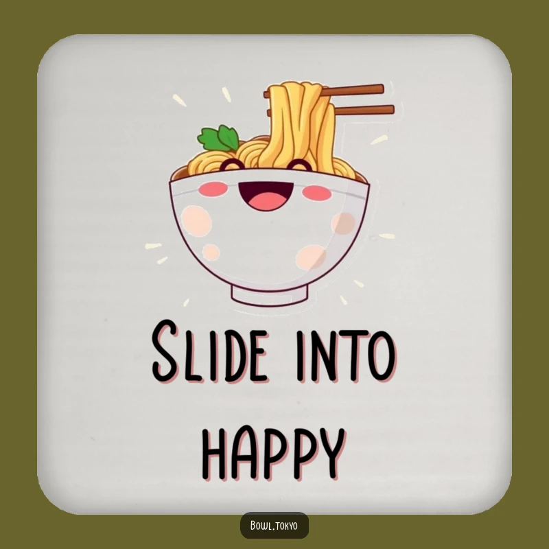 Funny Ramen Noodle Slide Coaster: Grinning Character Drink Protector