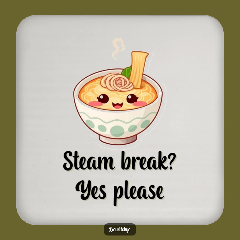 Funny Table Ramen Bowl Coaster: Cute Noodle Character Happy Drink Gift