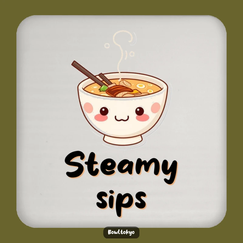 Funny Mischievous Ramen Coaster: Kawaii Grin, Protect Surfaces Gift