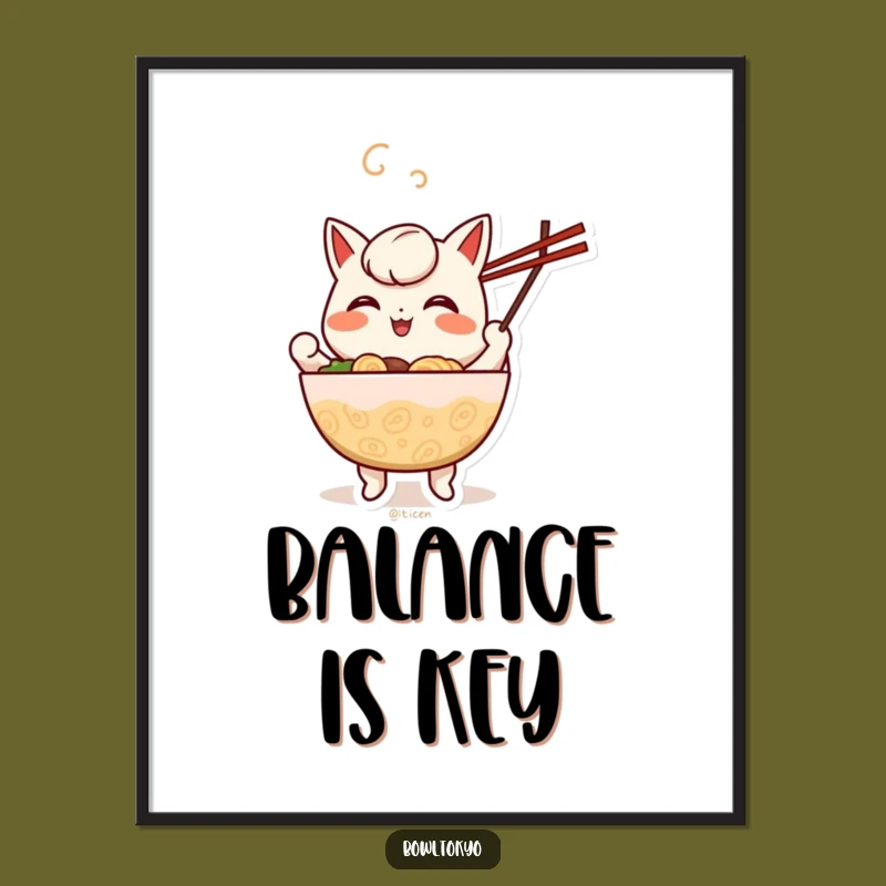 Funny Juggling Ramen Poster: Cheerful Chopstick Art, Gift Idea
