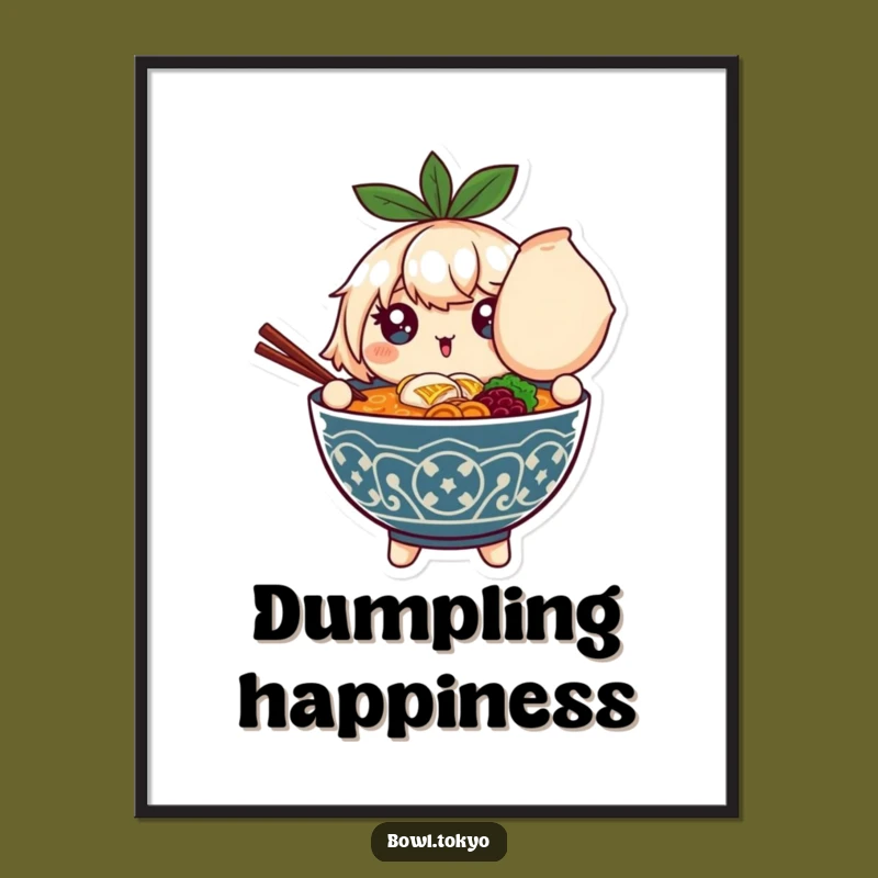 Funny Ramen Dumpling Delight Poster: Sparkling Character Art