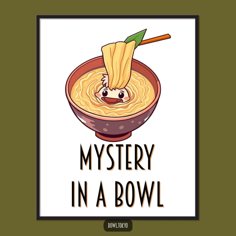 Funny Curious Ramen Vortex Poster: Add Intriguing Humor to Your Walls