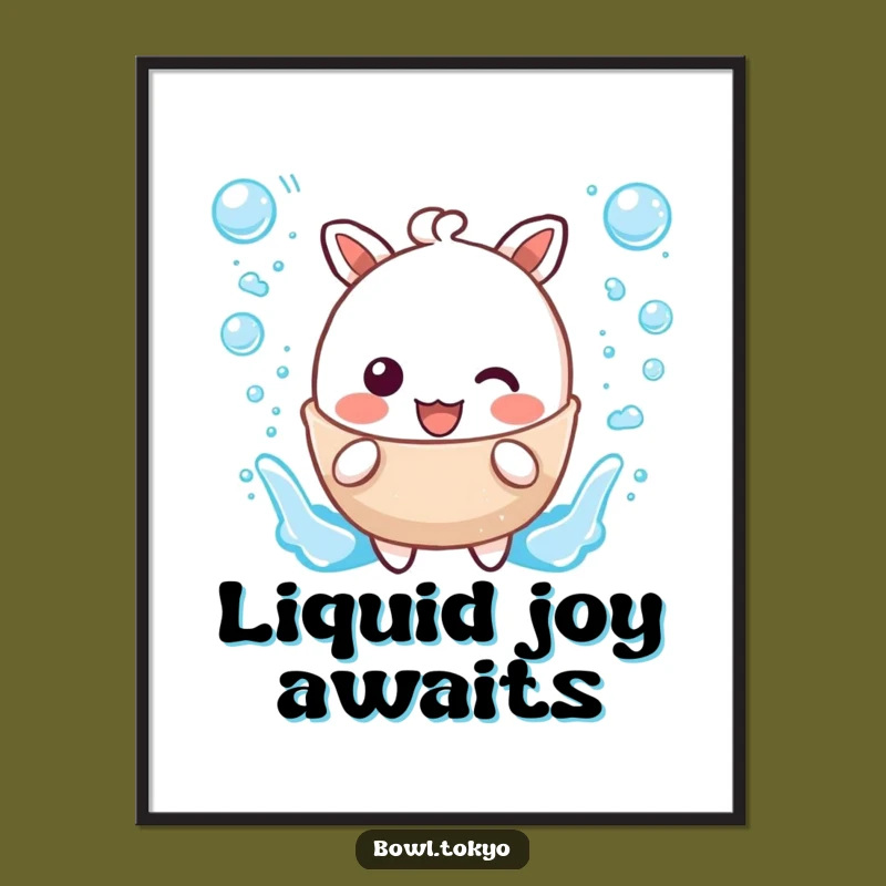 Funny Kawaii Broth Poster: Delightful Splashing Character Art, Unique Funny Gift for Wall Decor