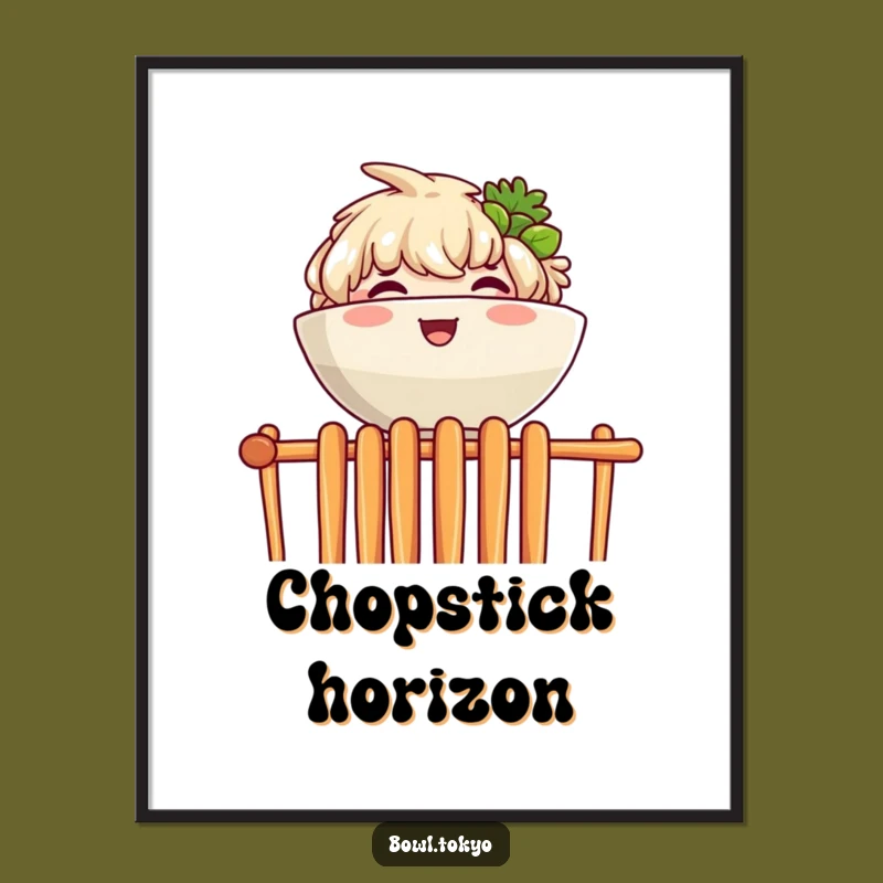 Funny Ramen Chopstick Peek Poster: Joyful Character Art