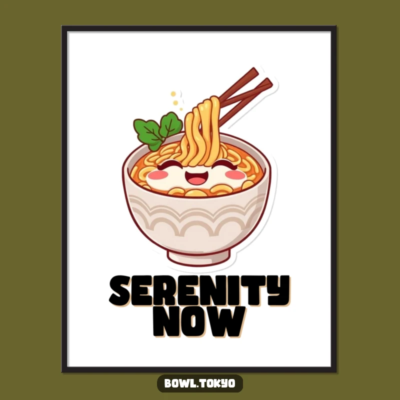 Funny Ramen Content Sigh Art Poster: Relaxing Wall Decor for Happy Homes
