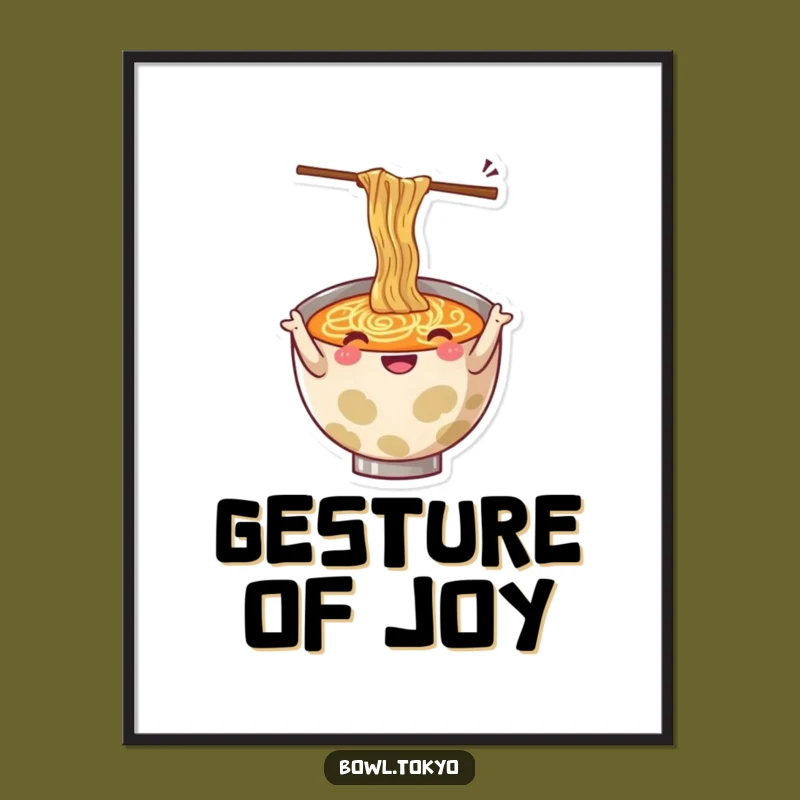 Funny Ramen Gesturing Poster: Wiggling Chopsticks Art, Unique Funny Gift for Kitchen