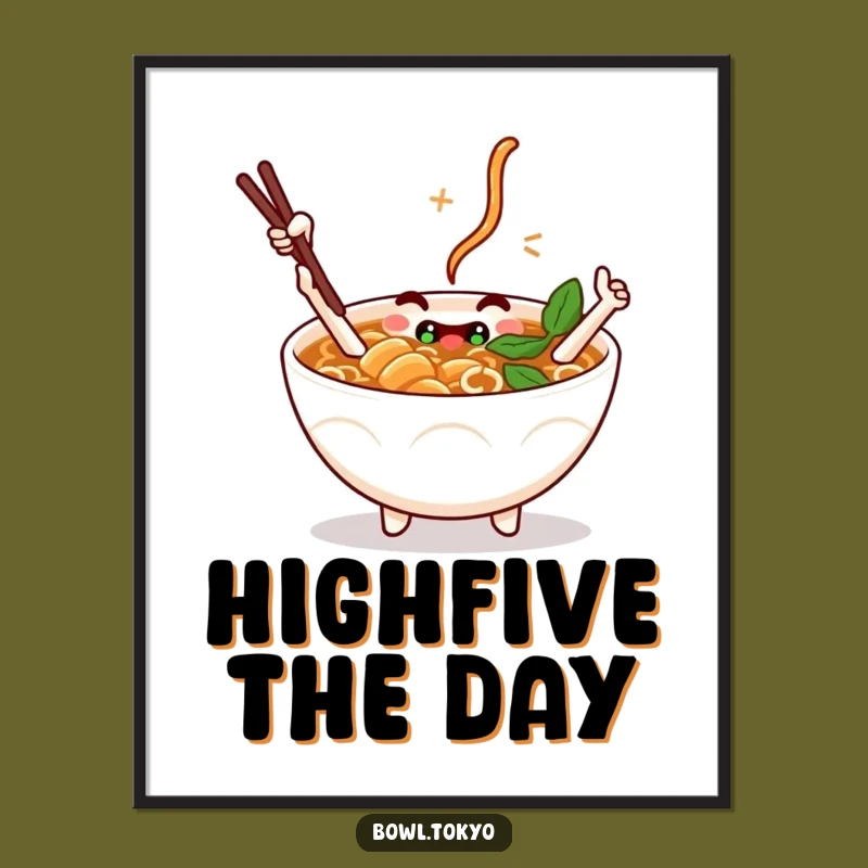 Funny Ramen Poster - Chopstick High Five Art Print