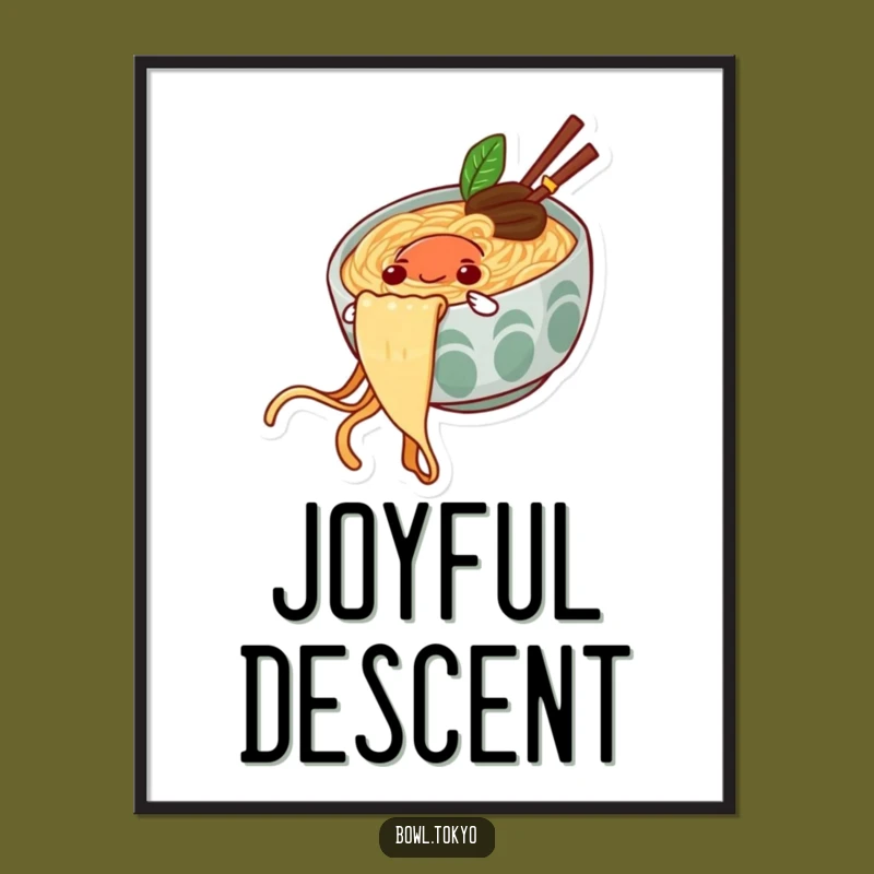 Funny Ramen Slide Poster: Joyful Noodle Art, Unique Funny Gift for Kitchen Walls