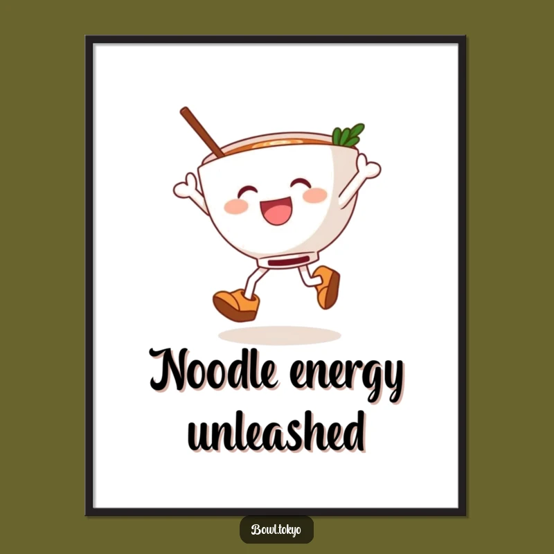 Funny Ramen Clog Dancer Poster, Joyful Noodle Bowl Wall Art for Kitchens and Quirky Gift Ideas