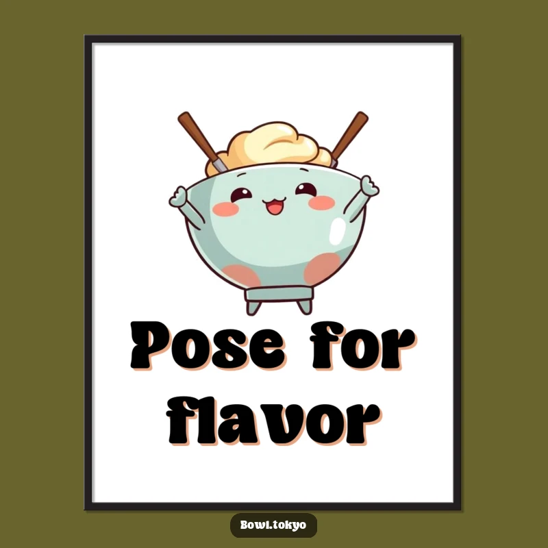 Funny Bowl & Chopsticks Poster: Dynamic Posing Art, Unique Funny Gift for Kitchen Decor