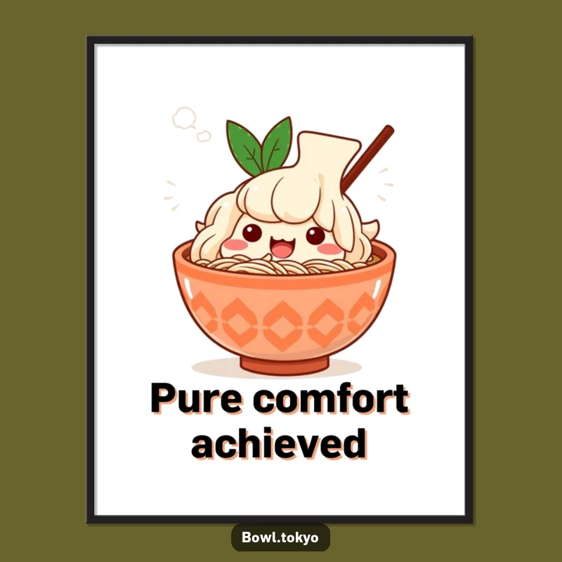 Funny Kawaii Ramen Sigh Poster: Steamy Noodle Bowl Art, Perfect Funny Gift