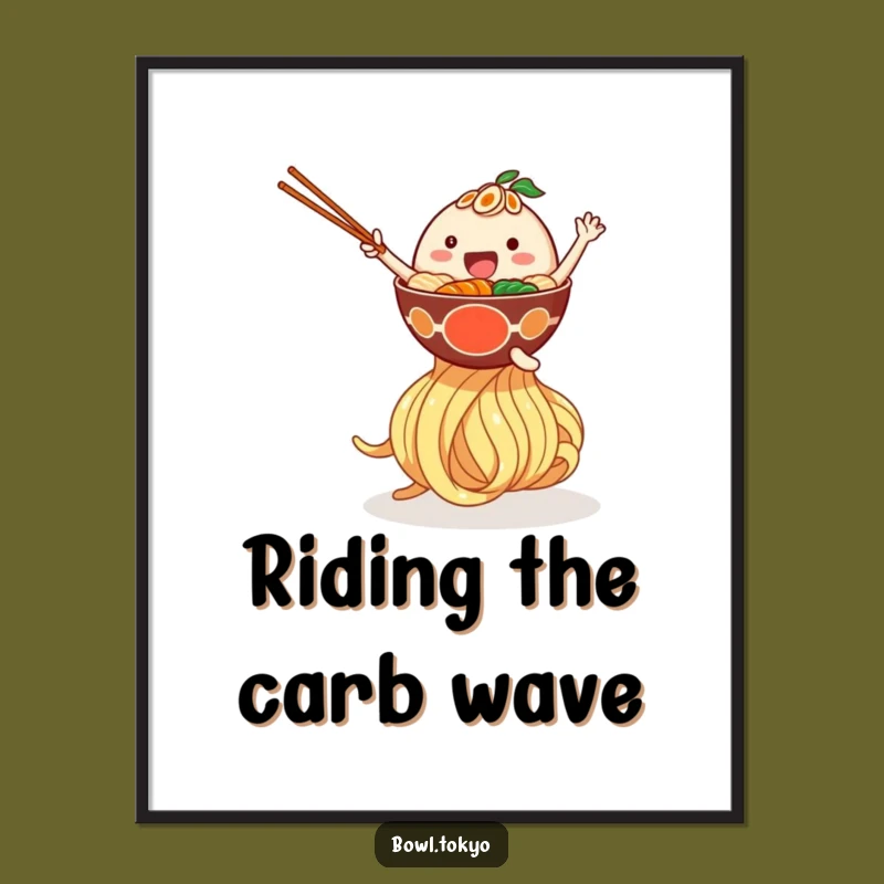 Funny Bouncing Ramen Poster - Giant Noodle Noodle Bowl Character Art