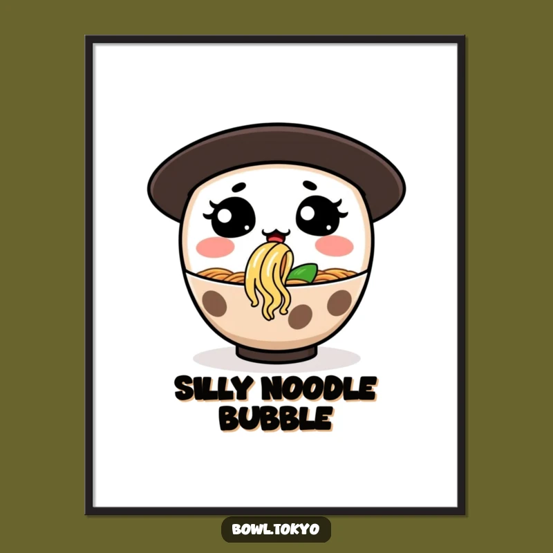 Funny Ramen Noodle Bubble Poster: Silly Character Art