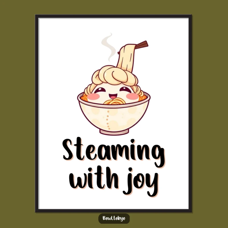 Funny Laughing Steam Ramen Poster - Whimsical Wall Art for Joyful Spaces