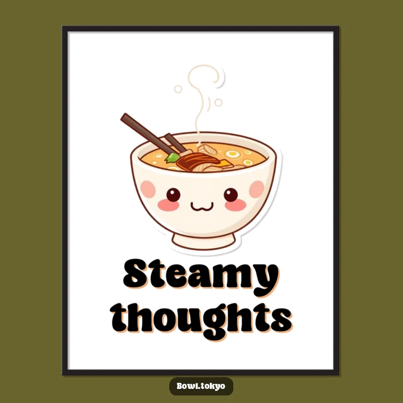 Funny Mischievous Ramen Poster: Kawaii Grin Wall Art, Gift Idea