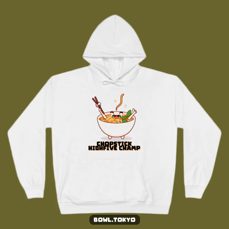 Funny Ramen Hoodie - Cozy Chopstick High Five Character Sweatshirt