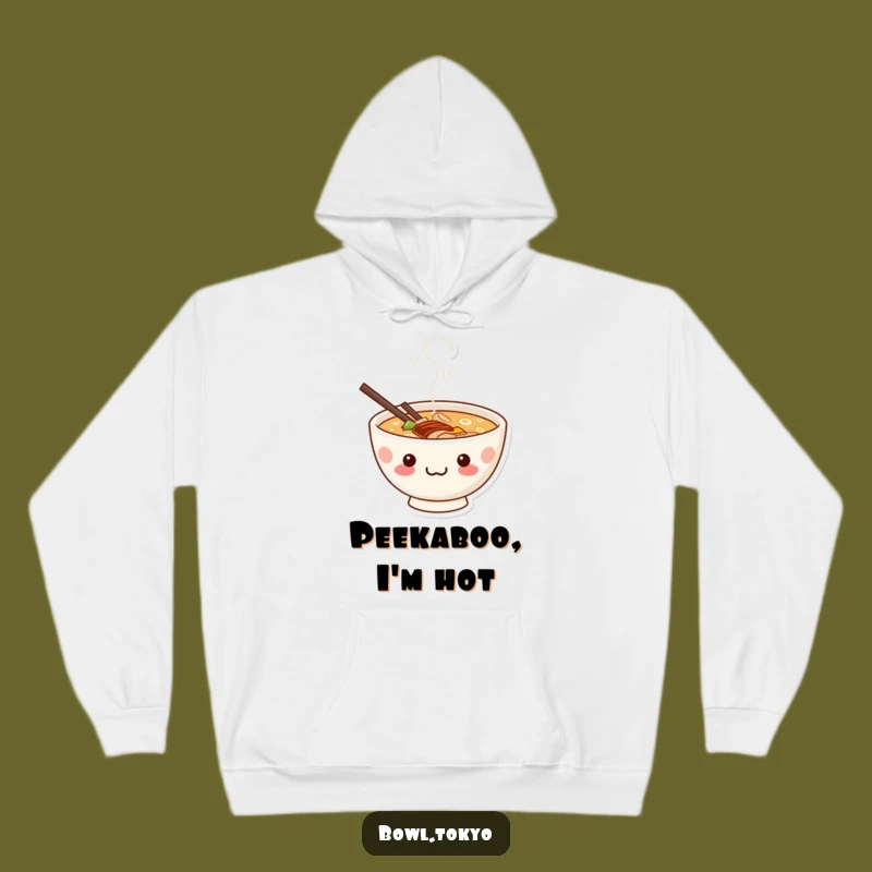 Cozy Funny Mischievous Ramen Hoodie: Kawaii Peeking Character, Warm Gift