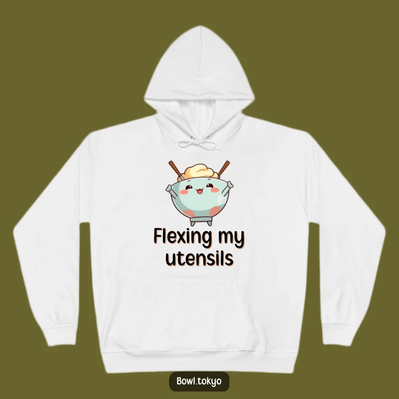 Funny Bowl & Chopsticks Hoodie: Cozy Posing Duo Sweatshirt, Great Funny Gift for Foodie Fans