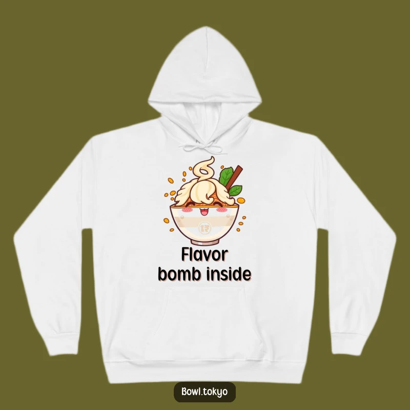 Funny Ramen Flavor Burst Hoodie: Cozy Cheerful Bowl Character Gift for Foodies