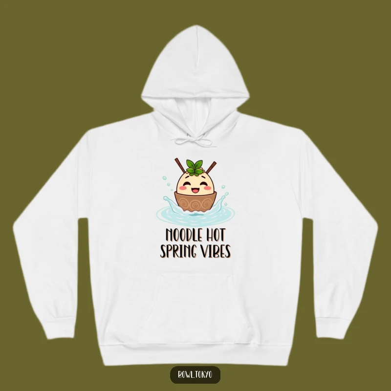 Funny Ramen Hot Spring Hoodie - Cozy Noodle Bowl Character Sweatshirt