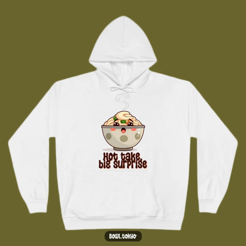 Funny Ramen Hoodie - Cozy Shocked Steam Bowl Character Sweatshirt