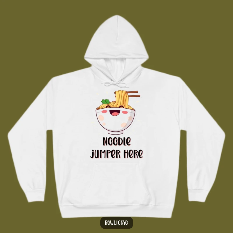 Funny Ramen Noodle Slide Hoodie: Cozy Grinning Bowl Character Gift