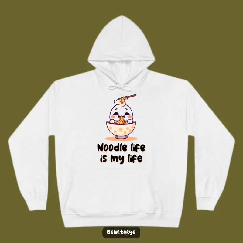 Cozy Funny Ramen Slurp Hoodie: Kawaii Noodle Character, Warm & Humorous Gift