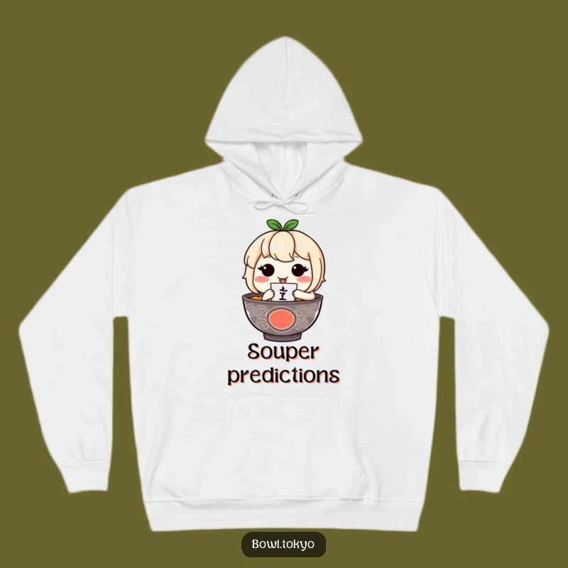 Funny Ramen Fortune Teller Hoodie: Cozy Blushing Noodle Character Gift