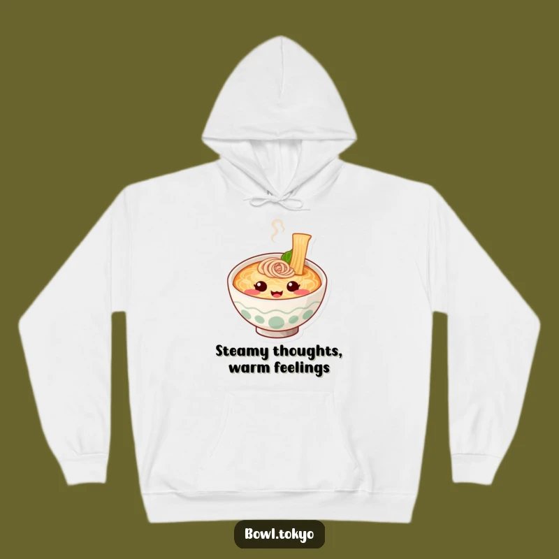 Funny Cozy Ramen Bowl Hoodie: Cute Noodle Character Warm Hug Gift