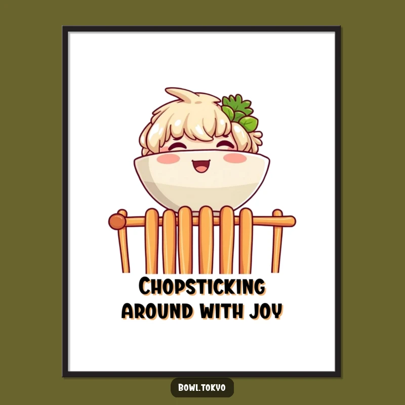 Free Printable Wall Art: Ramen Bowl Character's Joyful Chopstick Peek