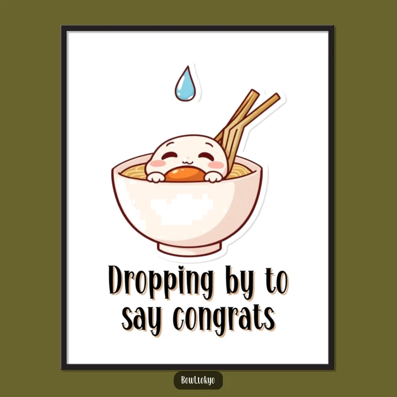 Free Printable Wall Art: Curious Ramen Droplet Funny Downloadable Art