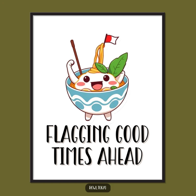 Free Printable Wall Art: Excited Ramen Flag Decor for a Festive Downloadable Gift!