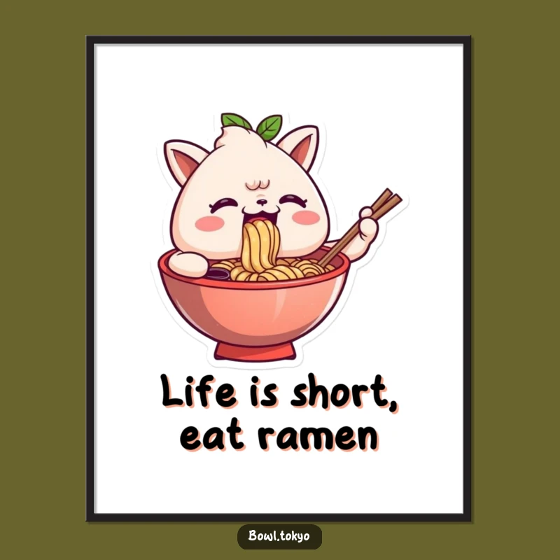 Free Printable Wall Art: Comical Ramen Slurp - Funny Foodie Download!