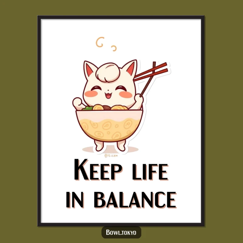 Free Printable Wall Art: Funny Cheerful Ramen Juggling Chopsticks Downloadable Art