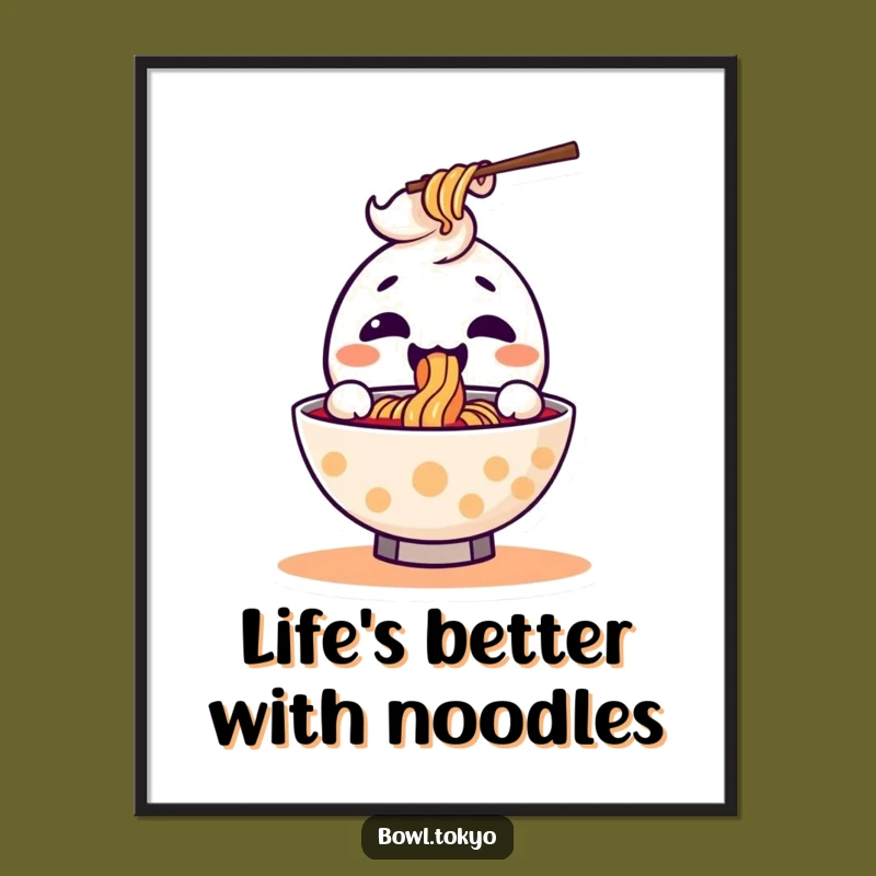 Free Printable Wall Art: Funny Kawaii Ramen Slurp Joyful Noodle Lover Downloadable Art