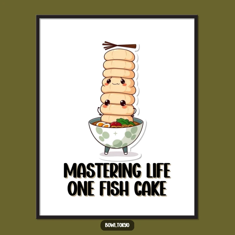 Free Printable Wall Art: Ramen Fish Cake Tower, Funny Downloadable Decor for Foodie Homes