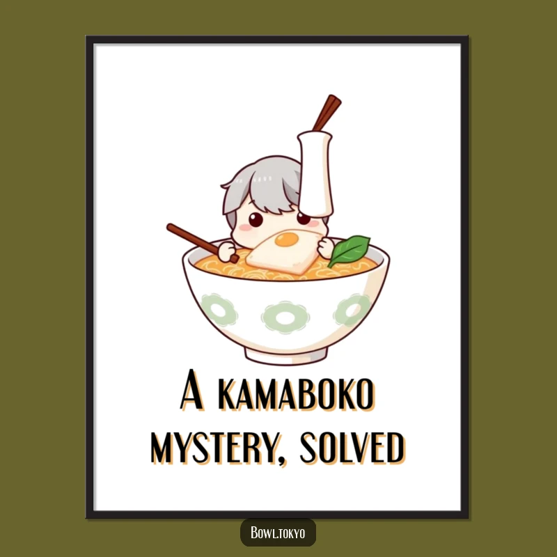 Funny Free Printable Ramen Art - Curious Kamaboko Explorer Downloadable Wall Decor